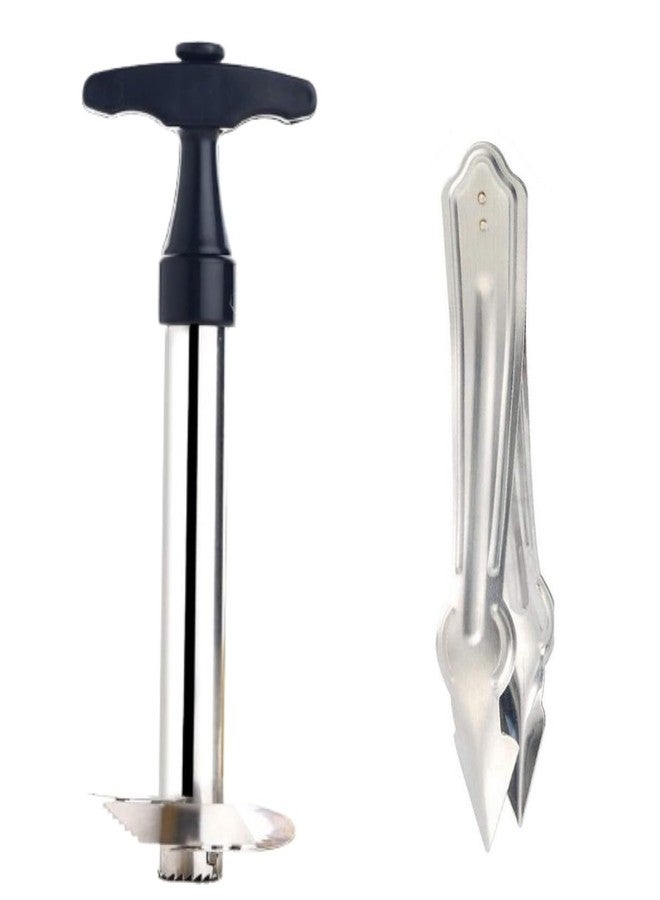 HELIMIX Stainless Steel Pineapple Slicer Cutter, Pineapple Seed Clip Eye Remover, Deseeding Gadget Corer and Slicer Tool Combo. - Image 1
